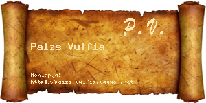 Paizs Vulfia névjegykártya